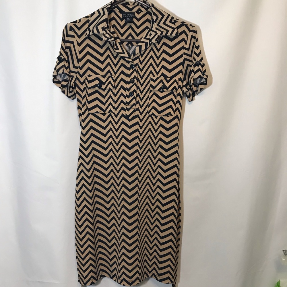 EnFocus Petite Chevron shirtwaist Henley Dress